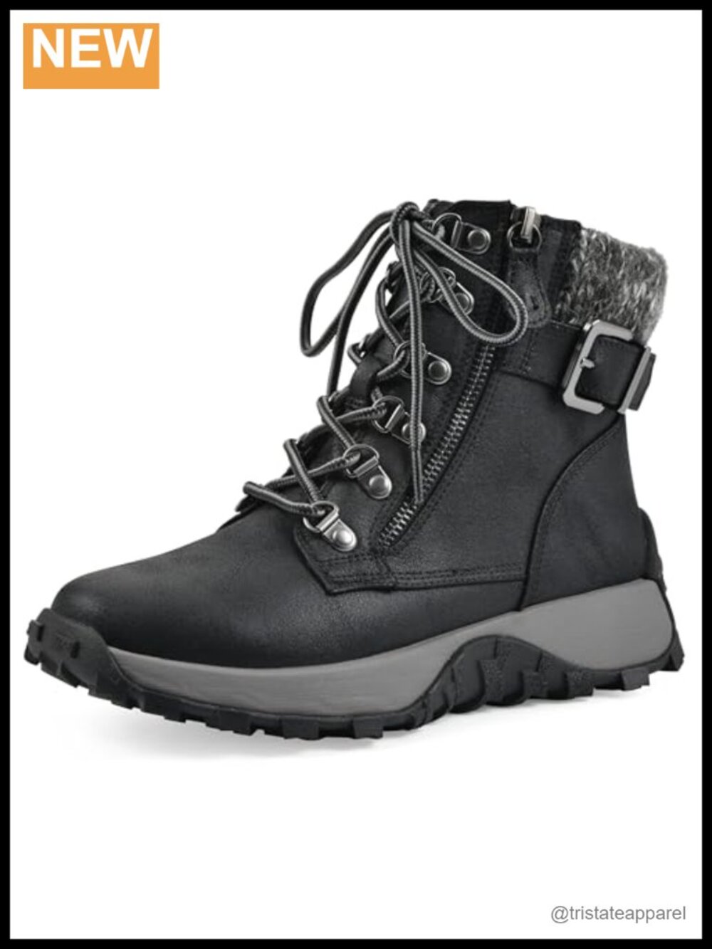 Women's Hiking Boots Lace Up Ankle Leather Zip Sneaker Boot